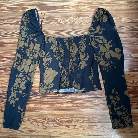 Reformation Blue and Brown Long Sleeve Floral Top - Picture 5 of 14